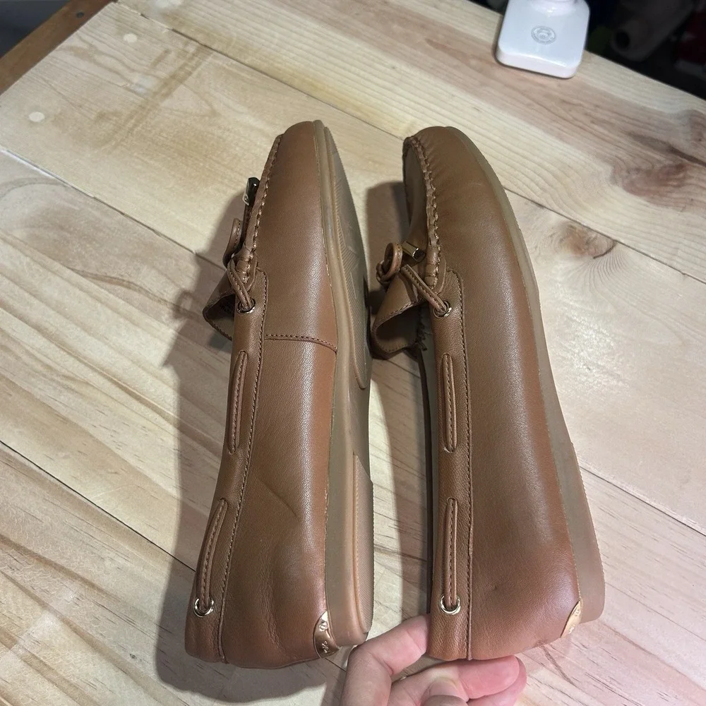 Michael Kors Sutton Moccasin Flat Loafers‎ Sz 7.5, Bow, Luggage Brown NWOT